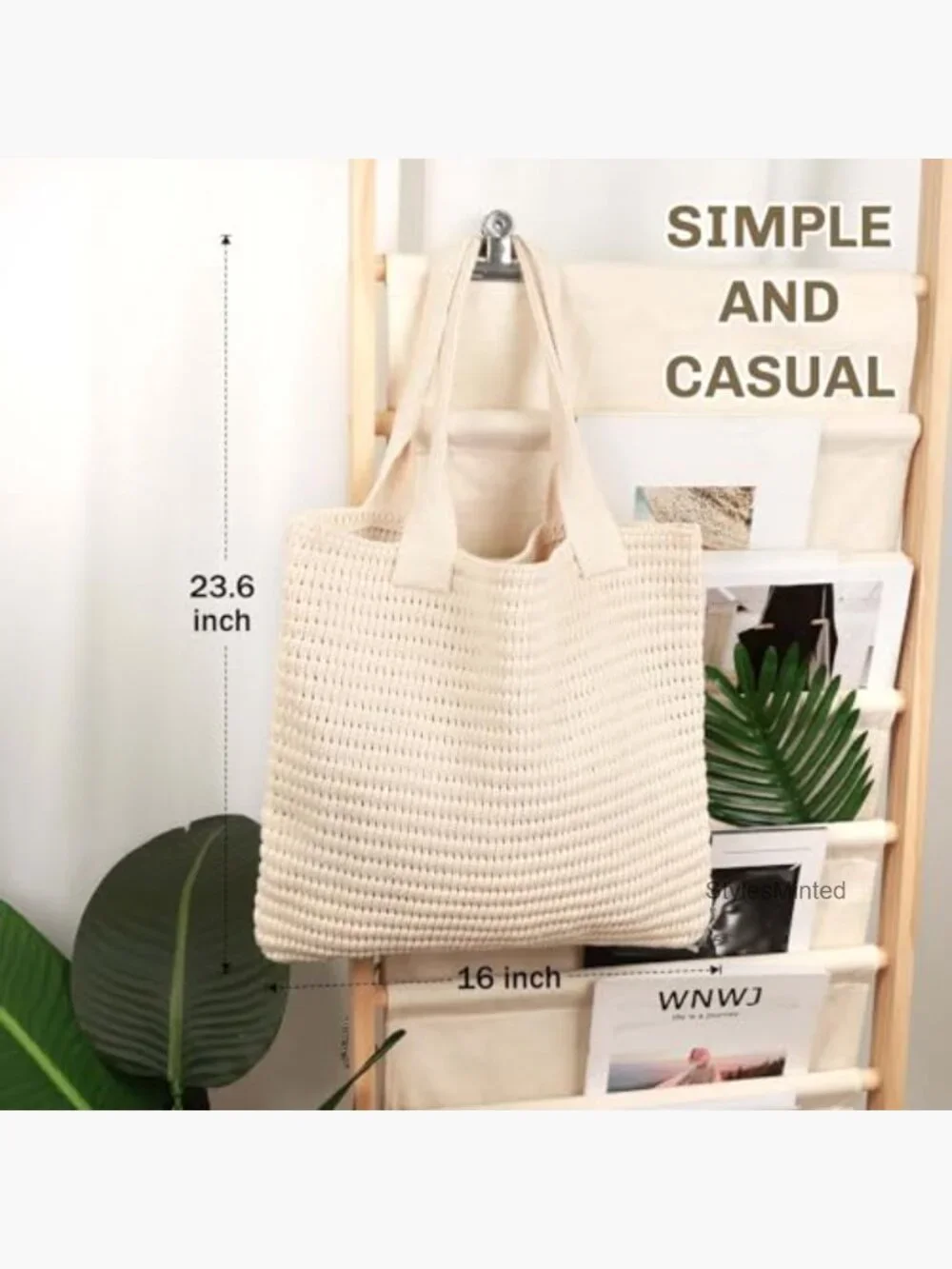 Cream Crochet Tote Bag